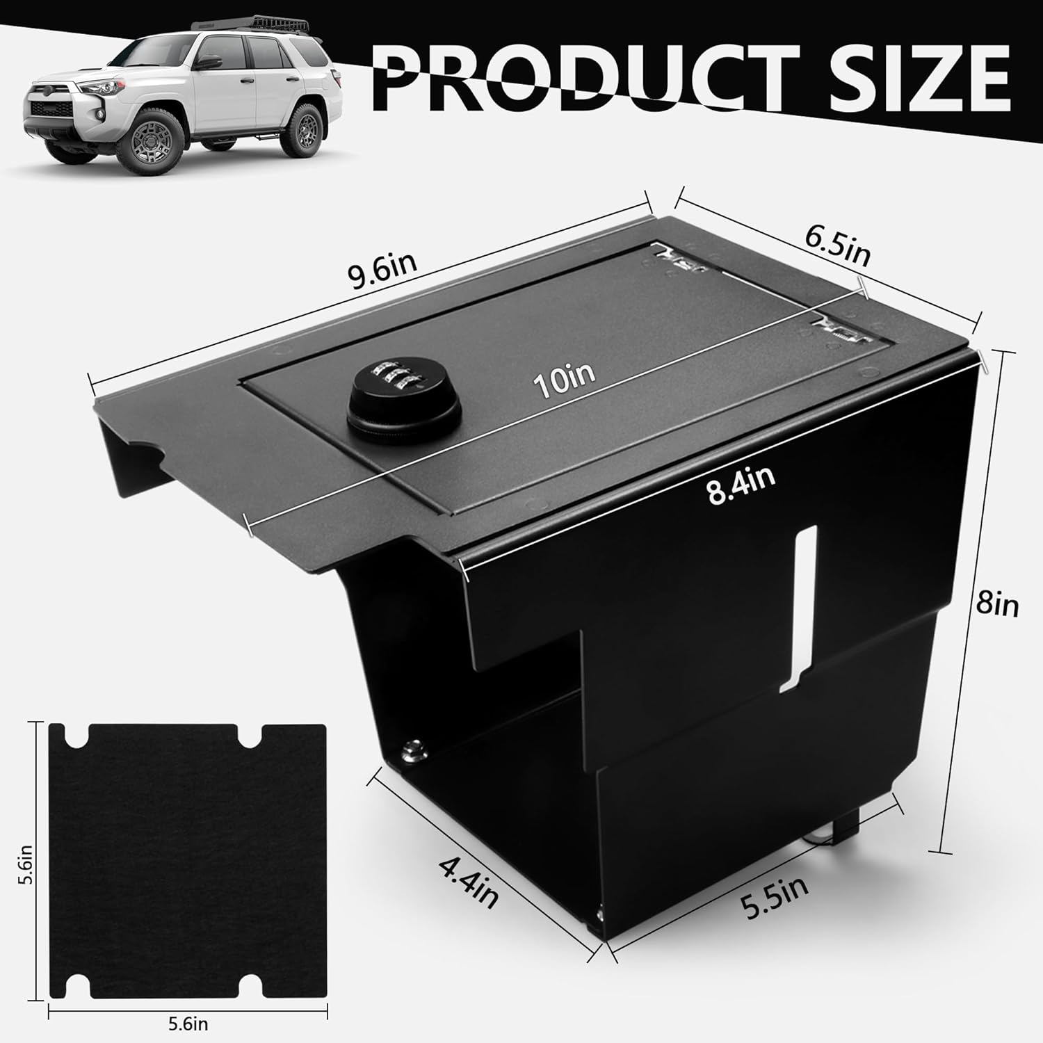 Center Console Safe Gun Safe Console Vault Lock Box for 2010-2020 Toyota 4Runner Accessories, Armrest Storage Box with 3 Digit Password Lock for 5th Gen 4runner Accessories