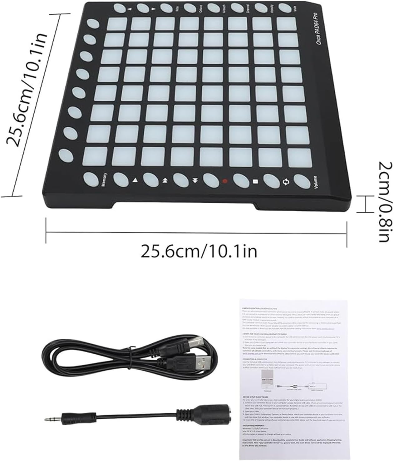 MIDI Drum Pad Controller MIDI Strike Pad 64 RGB Backlit Velocity Sensitive Pads 24 Function Buttons USB,128MB Sound Module for Live Performance Music