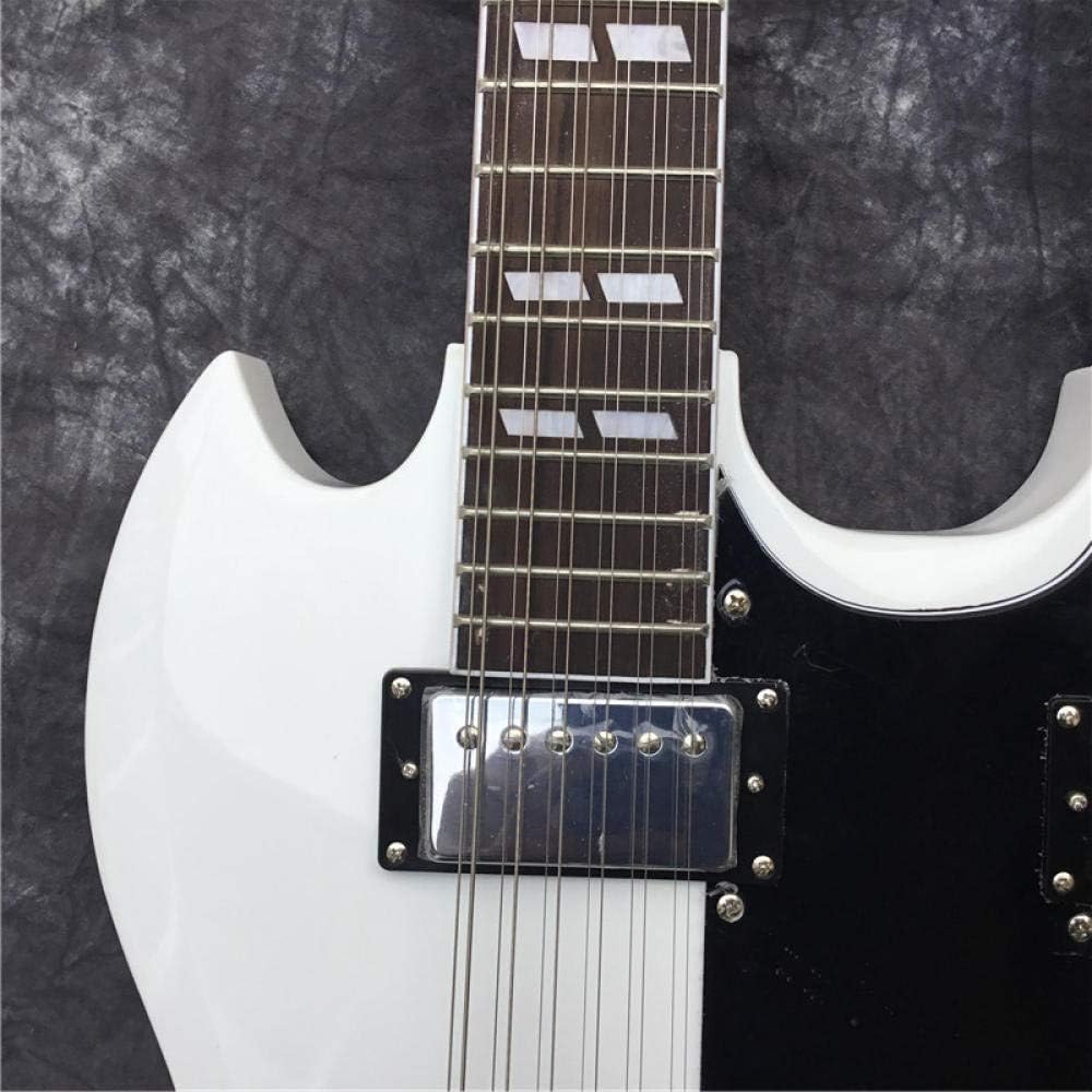 CJWSLYT Guitar Electric Guitar 12 String + 6 String White Guitar String Acoustic Steel Acoustic Guitar Strings ZDANFDD (Color : Guitar and case, Size : 39 inches)