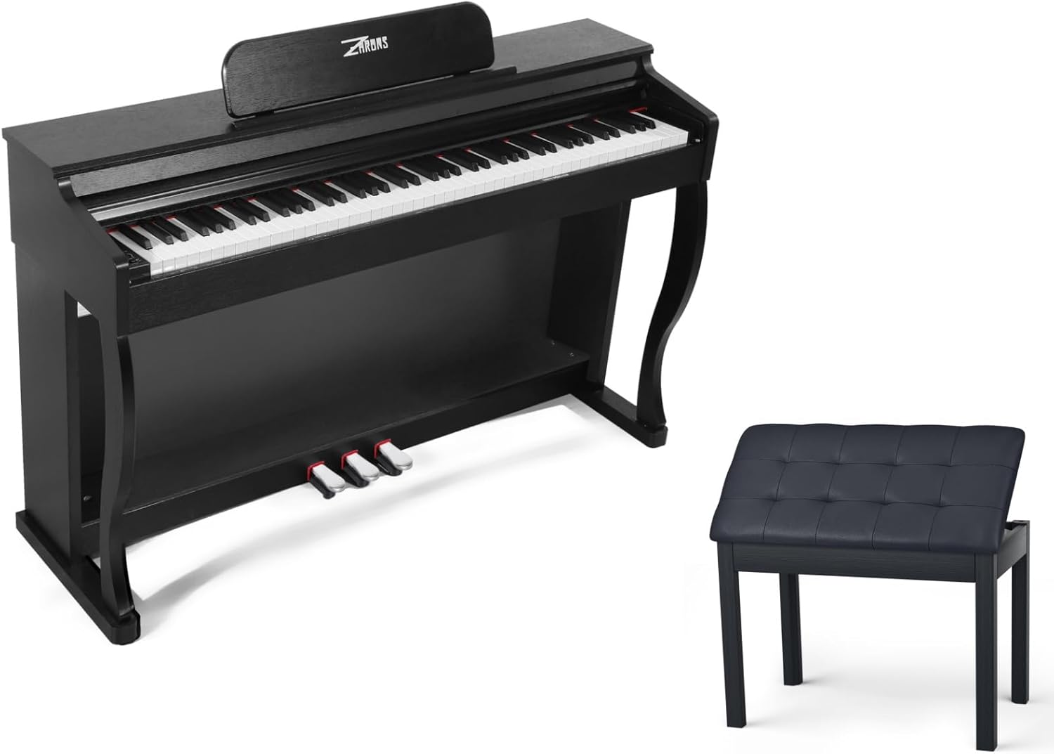 ZHRUNS Digital Piano, 88 Key Weighted Keyboard Piano, Duet Piano Bench with Storage