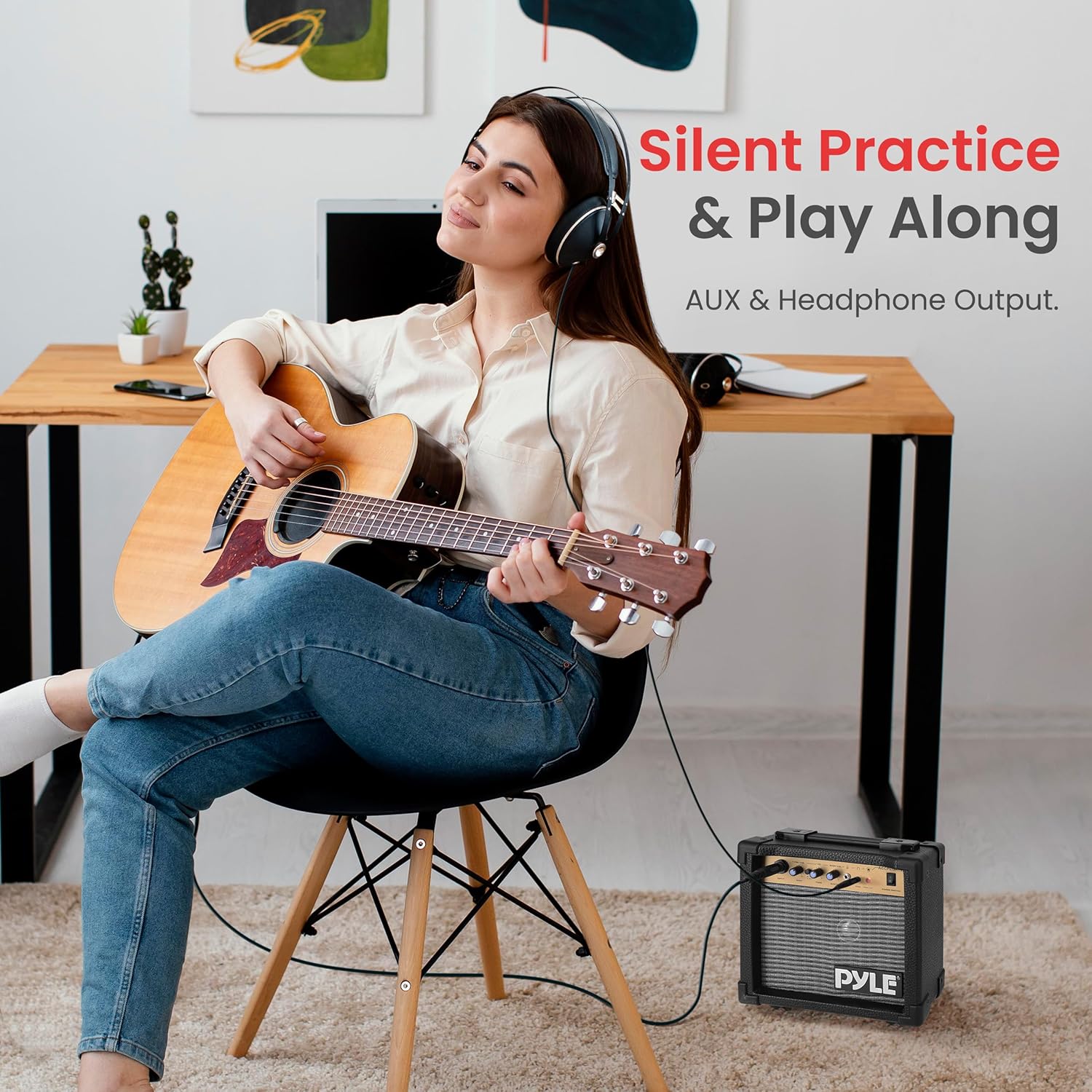 Portable Mini Electric Guitar Amp - 10 Watt Practice Instrument Amplifier w/ 5