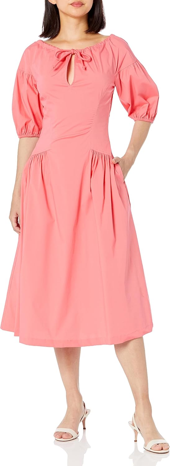 Shoshanna Women's Poppy Sateen Cotton Midi Dress