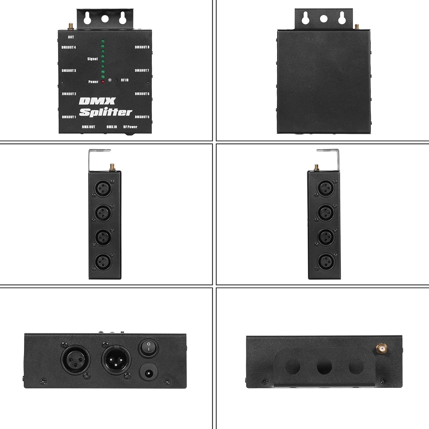 XLR DMX Splitter，8-Channel Wireless DMX 512 Signal Amplifier,3-Pin Output DMX Transmitter Receiver for Disco Party LED Stage Lighting Christmas and Halloween