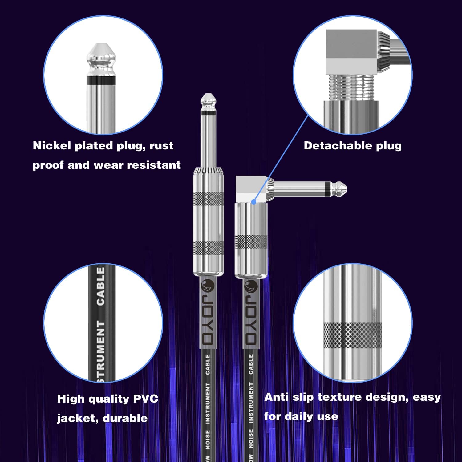 JOYO DC-15B Digital Bass Amp with Bluetooth CM-12 12ft Premium Noise-Free Instrument Cable, 15W Portable Bass Combo, Built-in Effects & Drum Machine