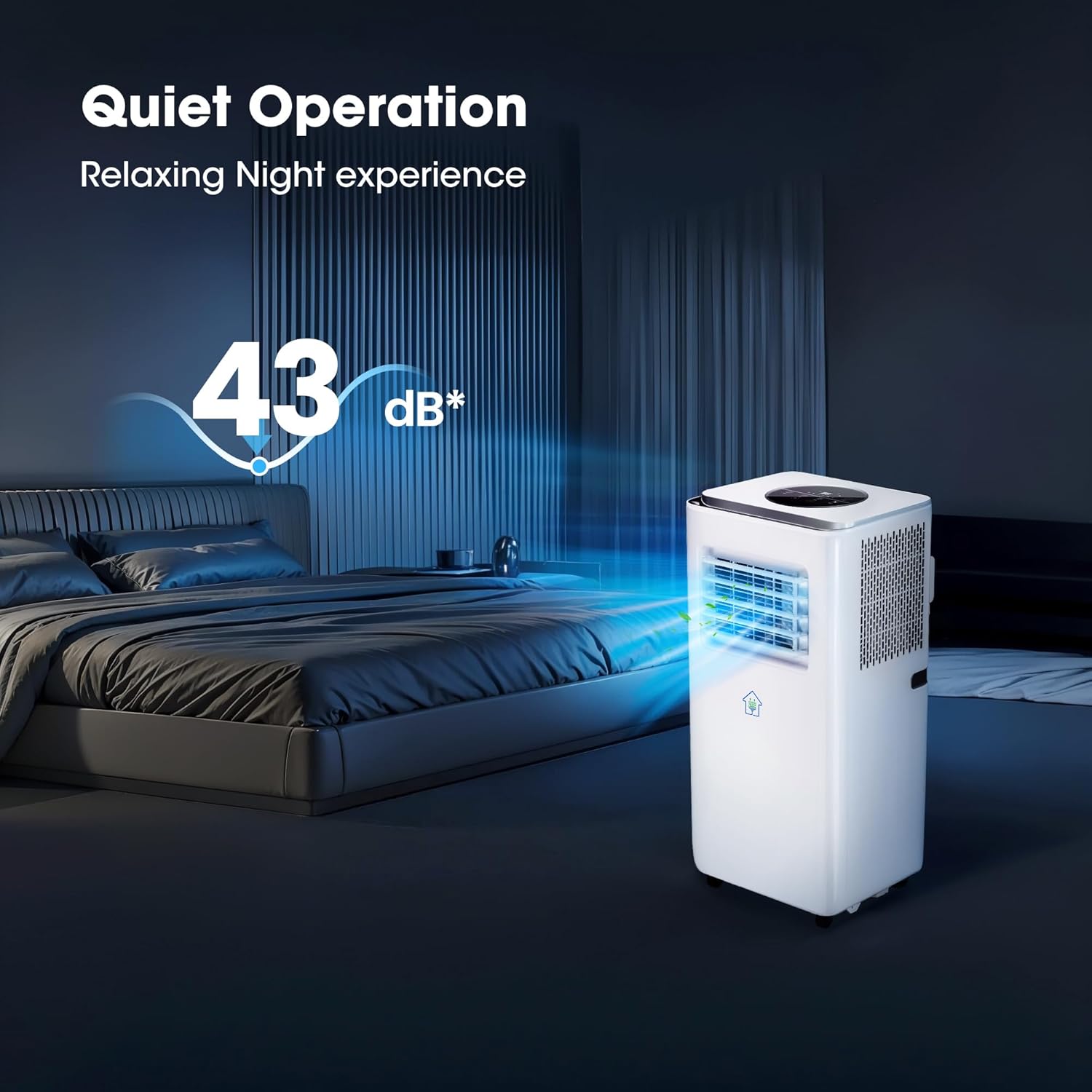 8000BTU Portable Air Conditioners Smart AC Unit with App & Remote Control 3-in-1 Cooling, Dehumidifier, Fan for Rooms up to 350 sq.ft, 24H Timer, White