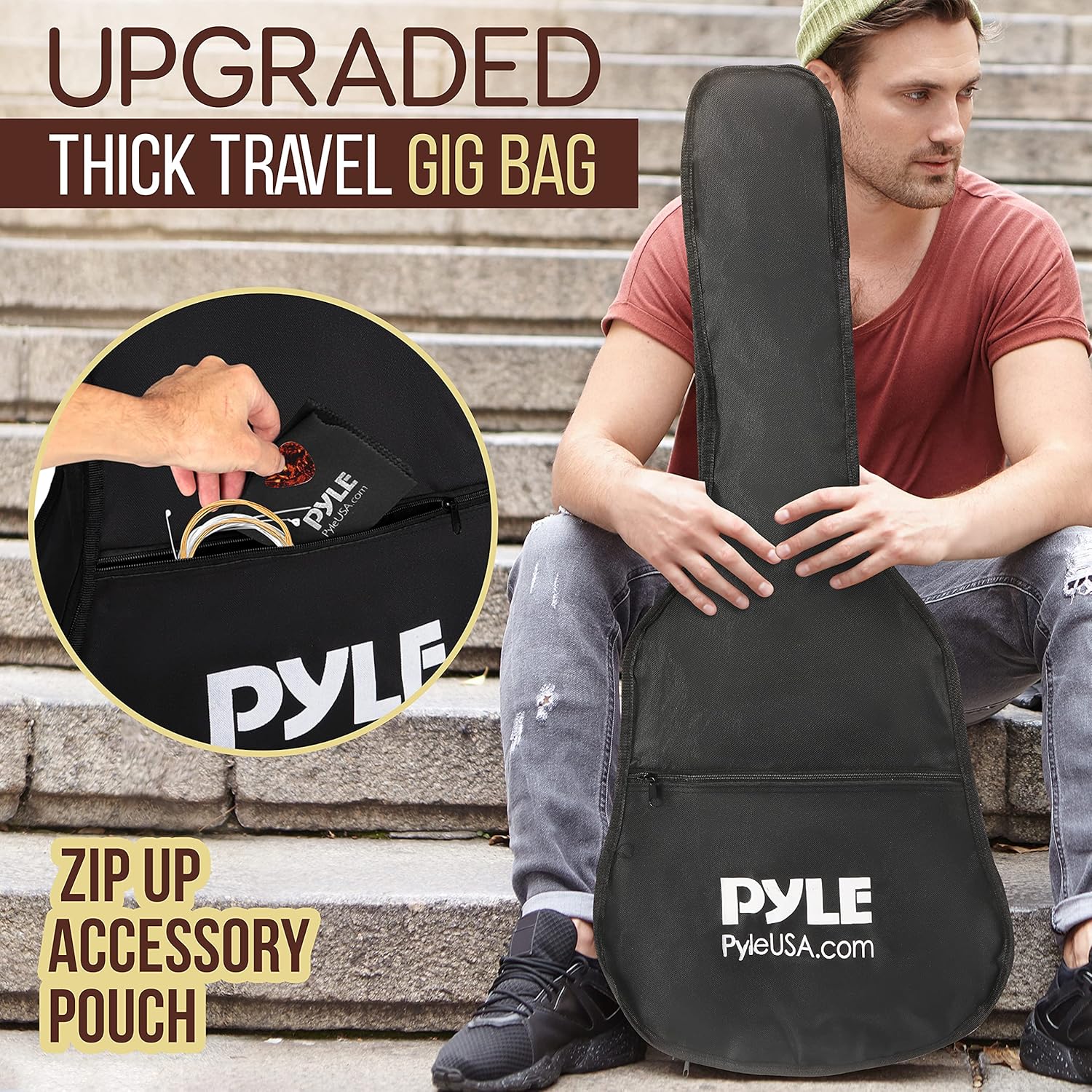 Pyle Acoustic Electric Cutaway Guitar Kit, 4/4 Full Scale Steel String Spruce Wood with Gig Bag, 4-Band EQ, Clip On Tuner, Picks, Shoulder Strap for Beginners and Students, 41