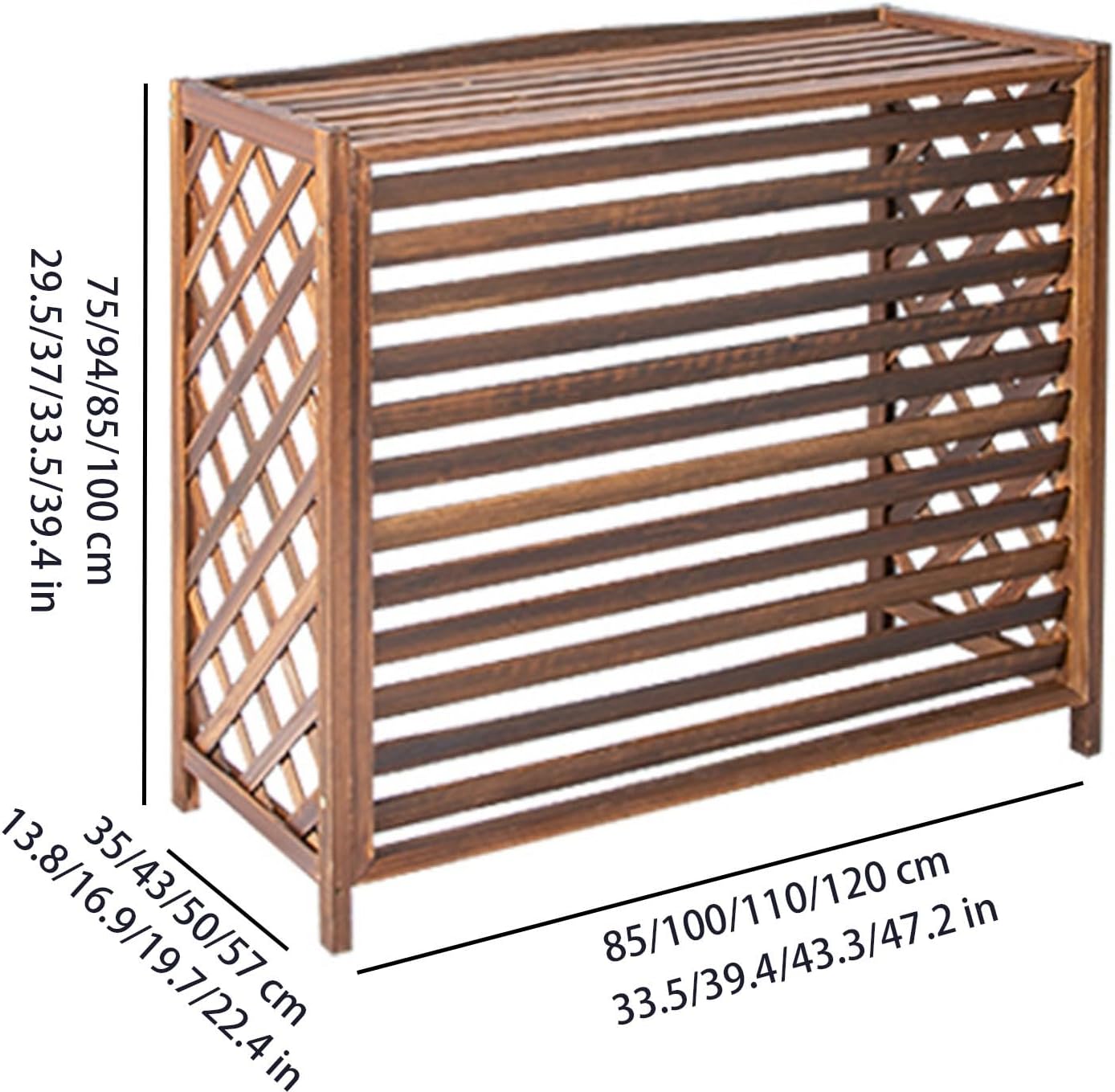 Air Conditioner Covers for Outside Units Fence Solid Wood Material Shutters Privacy Screen Outdoor Hide Air Conditioner Rainproof and Sunproof (Size : Small)