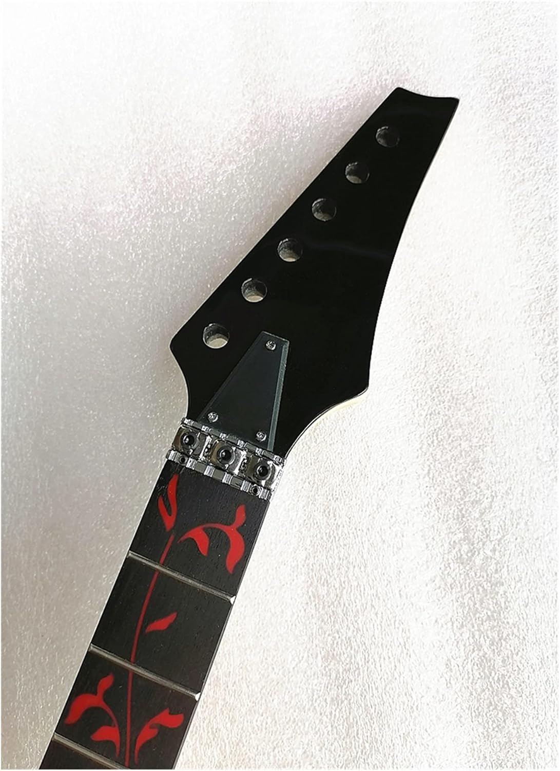 ZUZU 24 Frets Maple Electric Guitar Neck Rosewood Fingerboard Inlay Red Tree of Life Black Headstock Guitar Accessories Parts Unfinished Guitar Neck