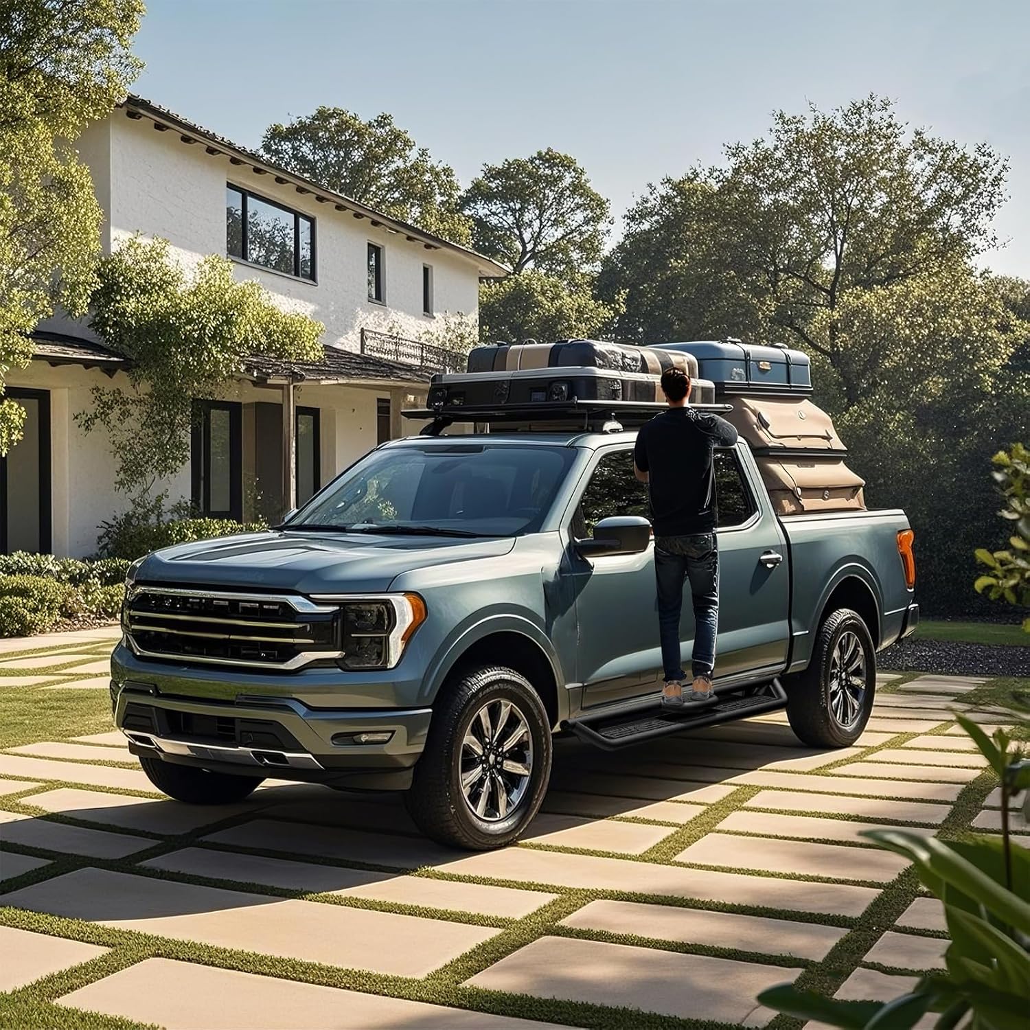 Running Boards for 2021-2025 Ford Bronco 4 Doors SUV, Side Steps Accessories,Black Carbon Steel Nerf Bars, Pair Running Boards