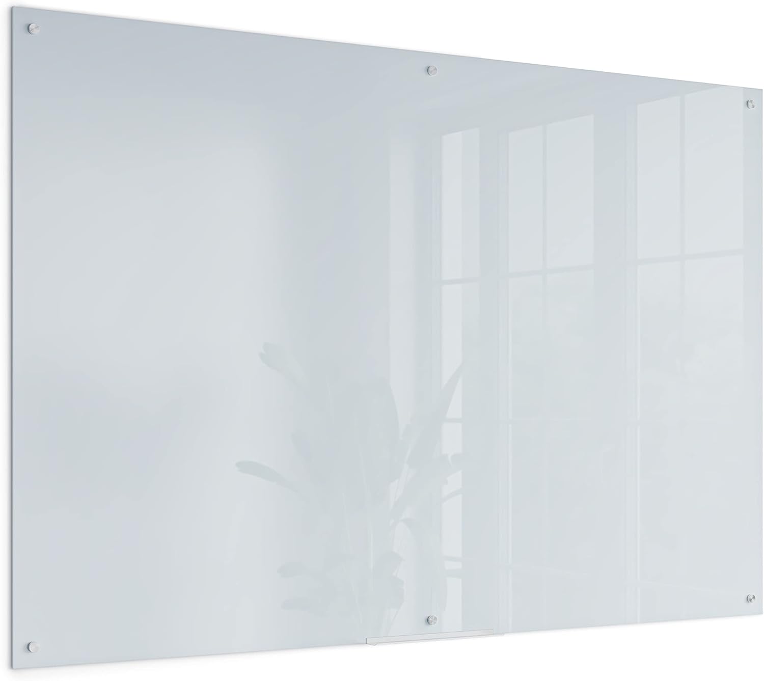 U Brands Magnetic Glass Dry Erase Board, 6' x 4', Infinity Frameless Mounting, White Surface, Accessory Tray, White (72