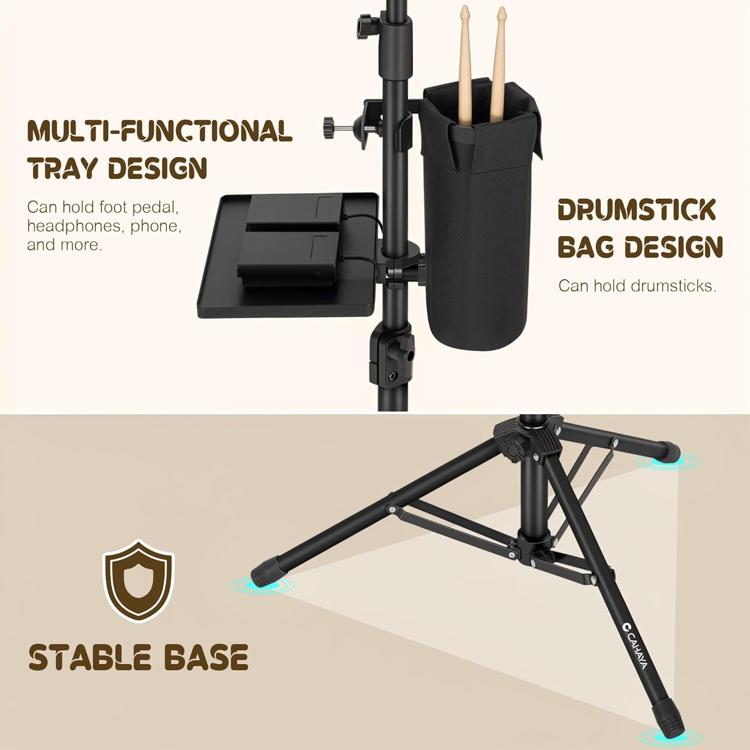 CAHAYA Electric Drum Pad Kids - Electronic Drum Set 9-Pads with Dual Speakers MIDI Portable Electric Drum Kit for Beginners Gift with Small Tray, Tripod Stand, Drumstick Bag