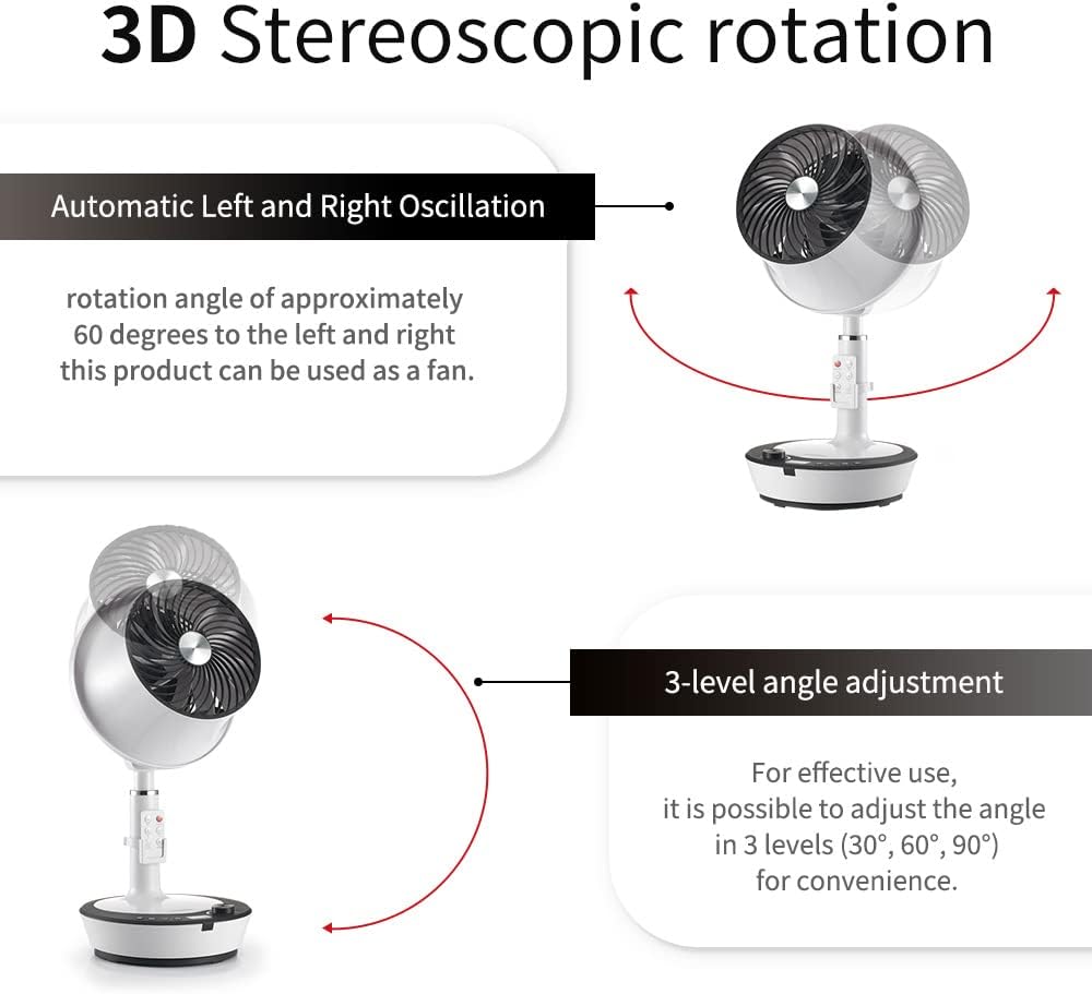 Soleus Air DC Motor Circulator Fan, 12 Speed Cooling Floor Fan, Adhustable Height, Oscillating, Outdoor Indoor Camping Travel