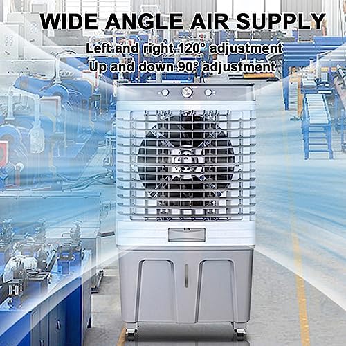 Swamp Cooler Air Conditioner, Evaporative Air Cooler, Portable Cooling Fan 16 Gal Water Tank, 3 Speeds, 4 Ice Boxes, 120°oscillation for Room Garage Patio(60x41x116cm/23.6x16x45.6in)