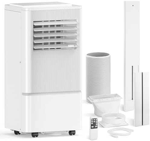 Air Choice Portable Air Conditioner, 10000 BTU Air Conditioner Portable for Room Up to 450 Sq.Ft, Remote Control, 24H Timer, Air Cooling Unit 3-in-1 as Cooler Dehumidifier Fan, Window Kit Included