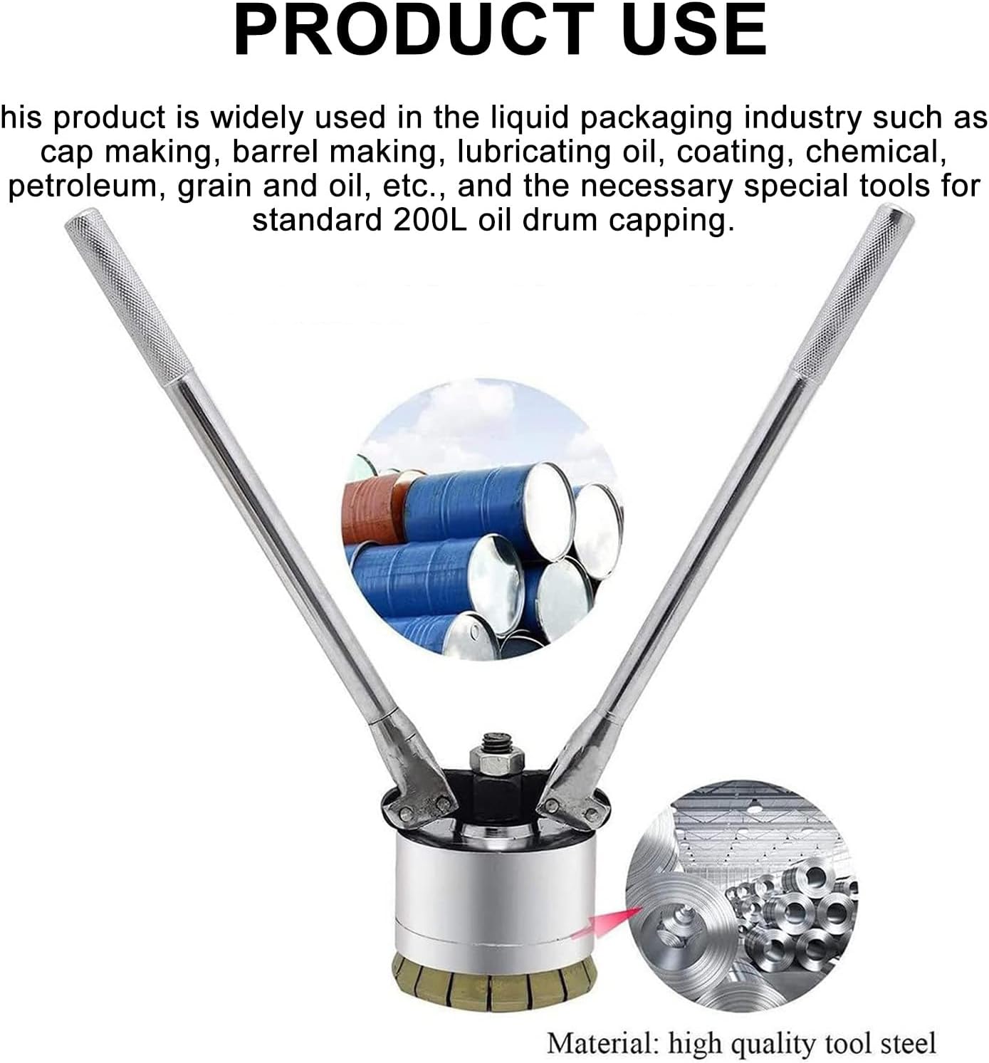 Manual Cap Seal Crimping Tool for 35/70mm Oil Drums - Heavy-Duty Iron Barrel Sealing Machine, Durable Drum Crimper Sealer for Efficient Oil Storage