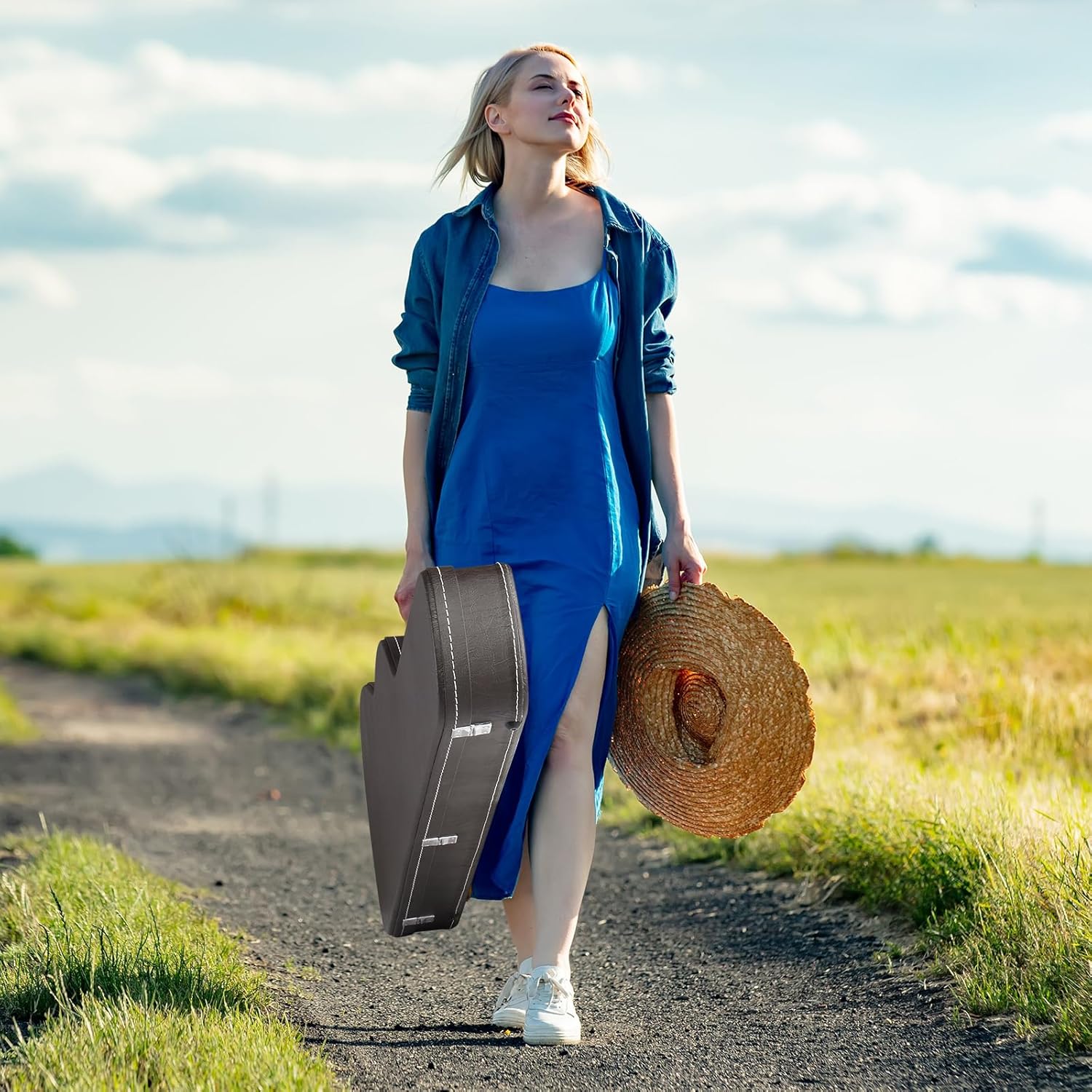 Ktaxon Electric Guitar Hard Case, Wooden Hard-Shell Protective Carrying Case for KST/TL Model 39-Inch Electric Guitar with Lock Latch Padding, Brown