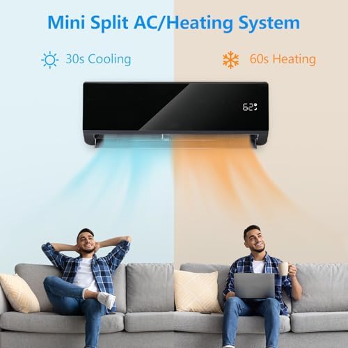Bonnlo 12000 BTU Mini Split Air Conditioner & Heater, 21 SEER2 115V Inverter Ductless Wall AC Unit for Rooms up to 550 Sq. Ft with Pre-Charged Condenser, Heat Pump & Installation Kit (Black)