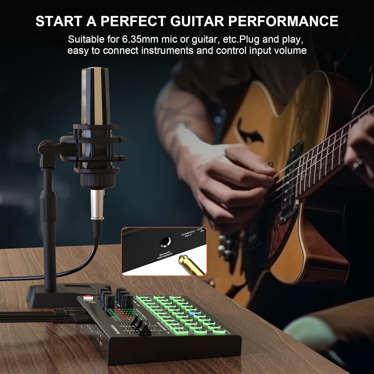 RHM M9 Podcast Equipment Bundle, All-in-One Audio Interface with Microphone & Earphone, 13 Sound Effects, Support Voice Changing/Noise Reduction/Elimination, Great for TikTok, Youtube, Facebook live