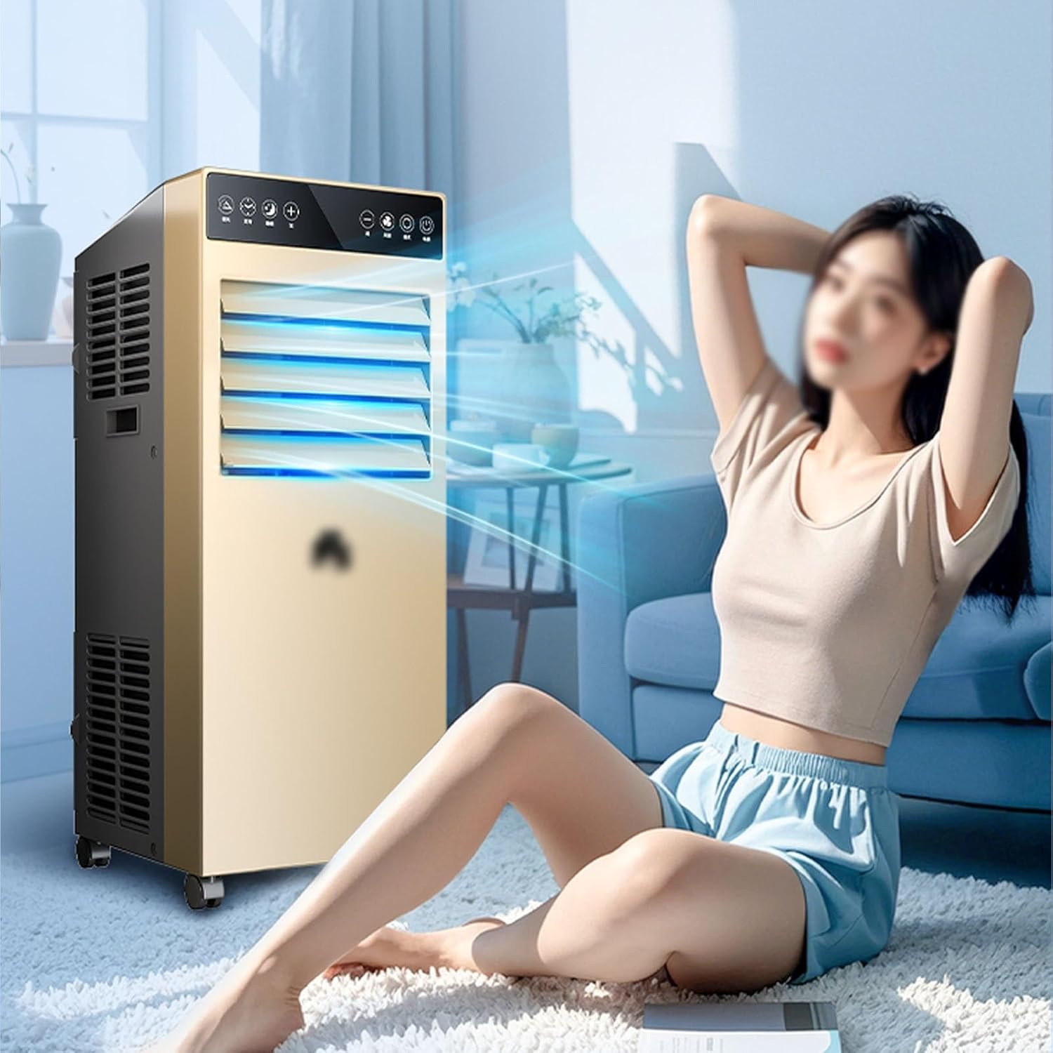 4-in-1 Cooling Fan, Mobile Room Fans with Dehumidification, Low Noise Sleeping, Air Conditioner Fan 120° Wide Angle Air Supply