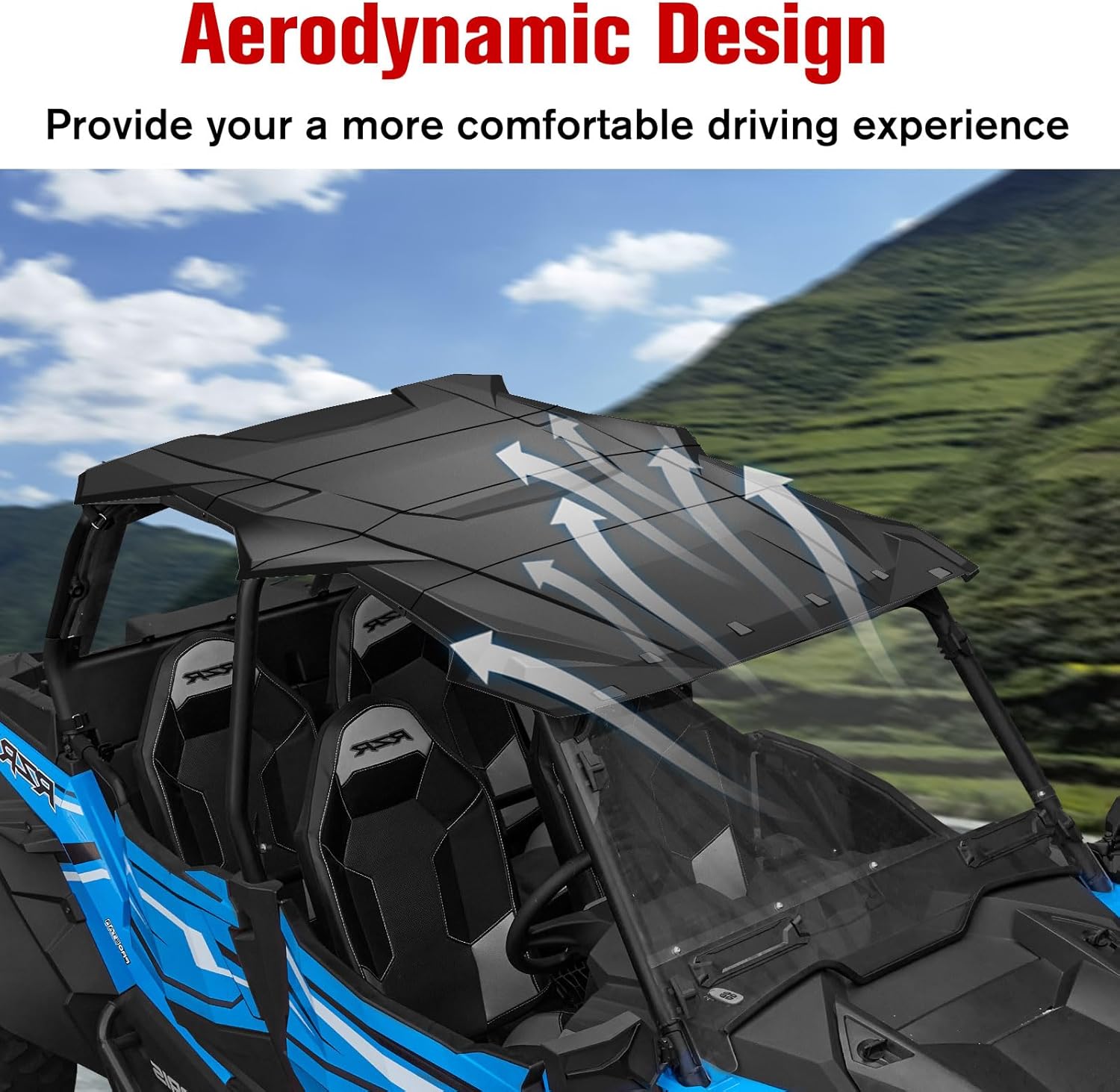Sport Roof Top for Polaris RZR XP 4 1000, Dustproof Resistant Poly Combination Roof Sun Visor for Polaris RZR XP 4 1000/ XP 4 Turbo/ 4 900/ S 4 1000 2014-2023 Accessories (OEM#2883074,4PCS)