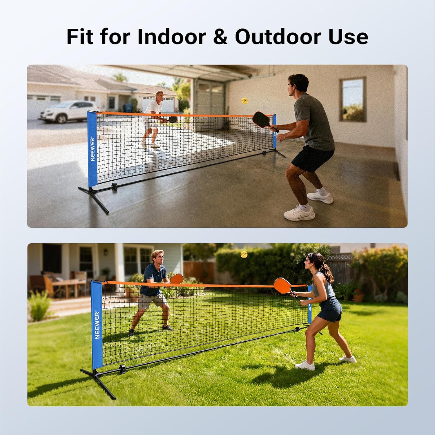 NEEWER Wide Pickleball Net, Small Portable Foldable Driveway Equipment Accessories for Indoor Outdoor Pickle Ball Training & Practice, No Tools Required