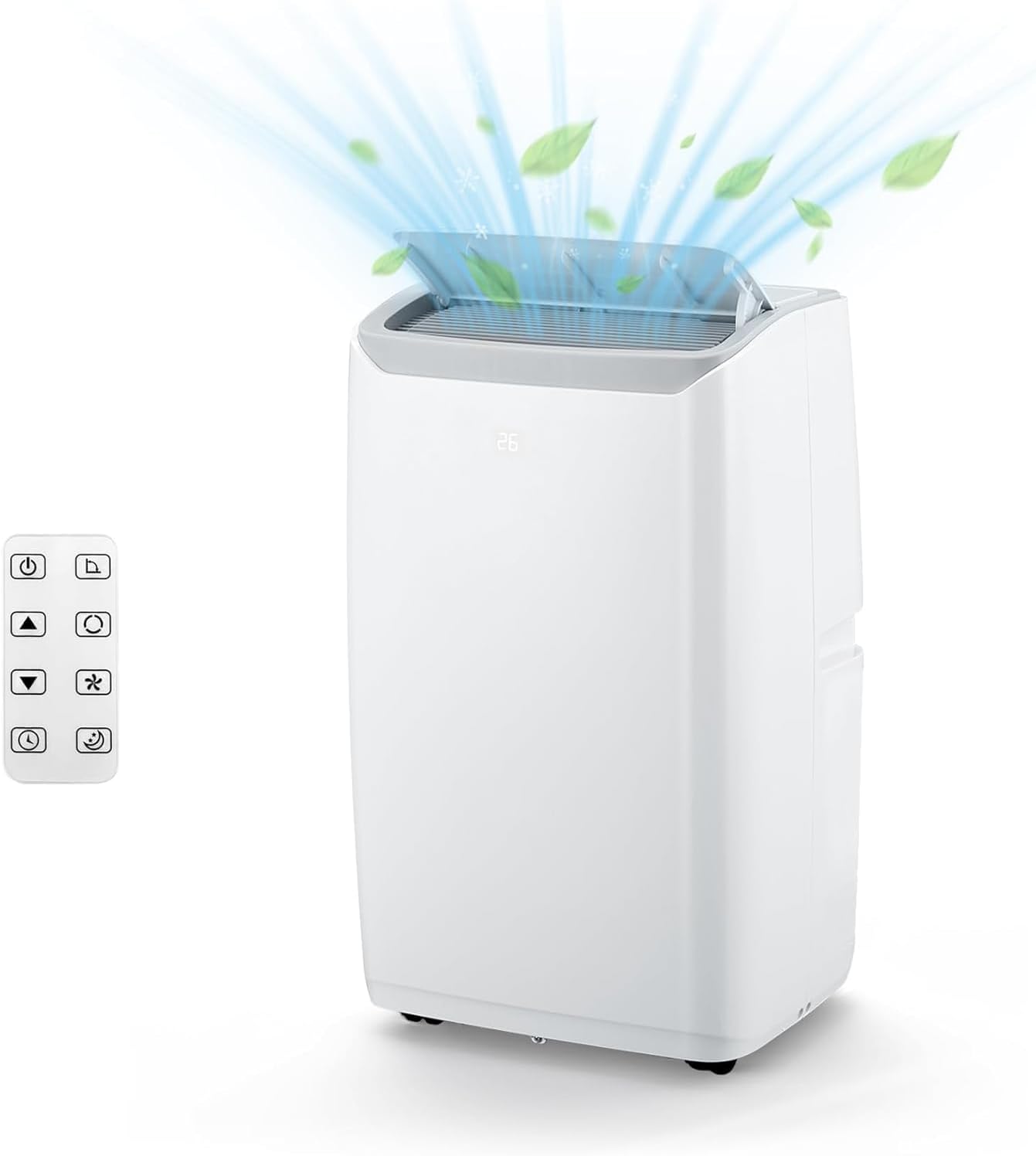 12000 BTU Room Portable Air Conditioner - Powerful & Efficient Cooling with LED Touch Panel & Remote, R32 Eco-Friendly Refrigerant, Quiet AC Operation, Easy Mobility with 4-Directional