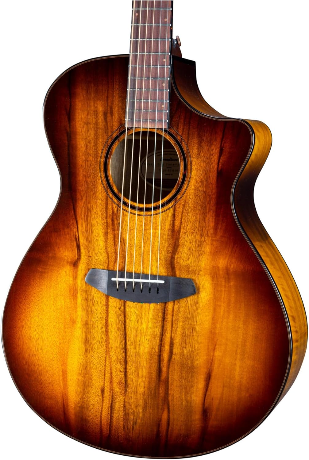 Breedlove Pursuit Exotic S Concerto 6-String Myrtlewood Made Acoustic Guitar CE with Slim Neck Profile and Pinless Bridge (Right-Handed, Tiger's Eye)