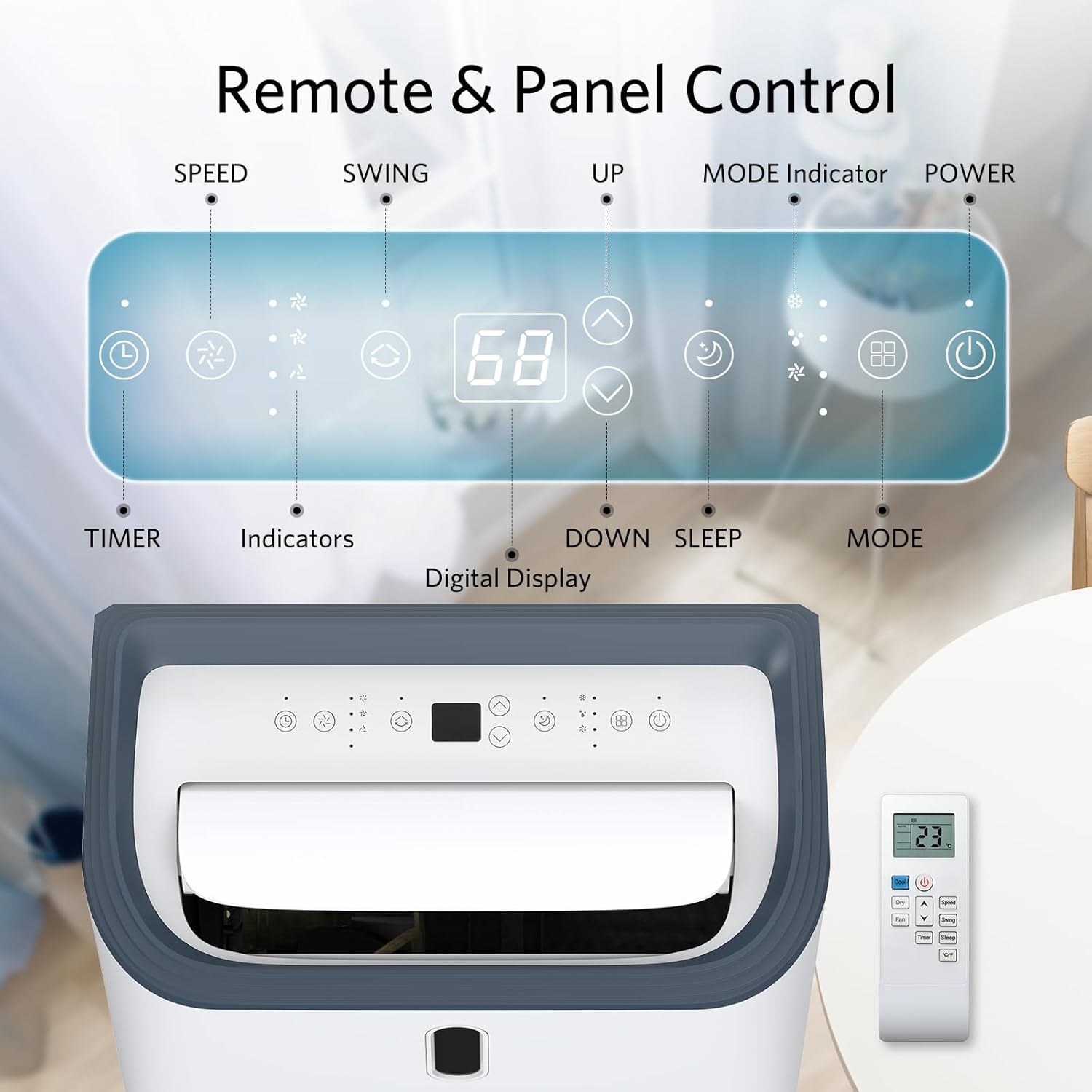 14000 BTU Portable Air Conditioners, Portable AC Unit for Room Cools up to 700 sq.ft, 3-in-1 Free Standing Cooling AC Unit with Fan & Dehumidifier, Sleep Mode,24H Timer, Automatic Louver