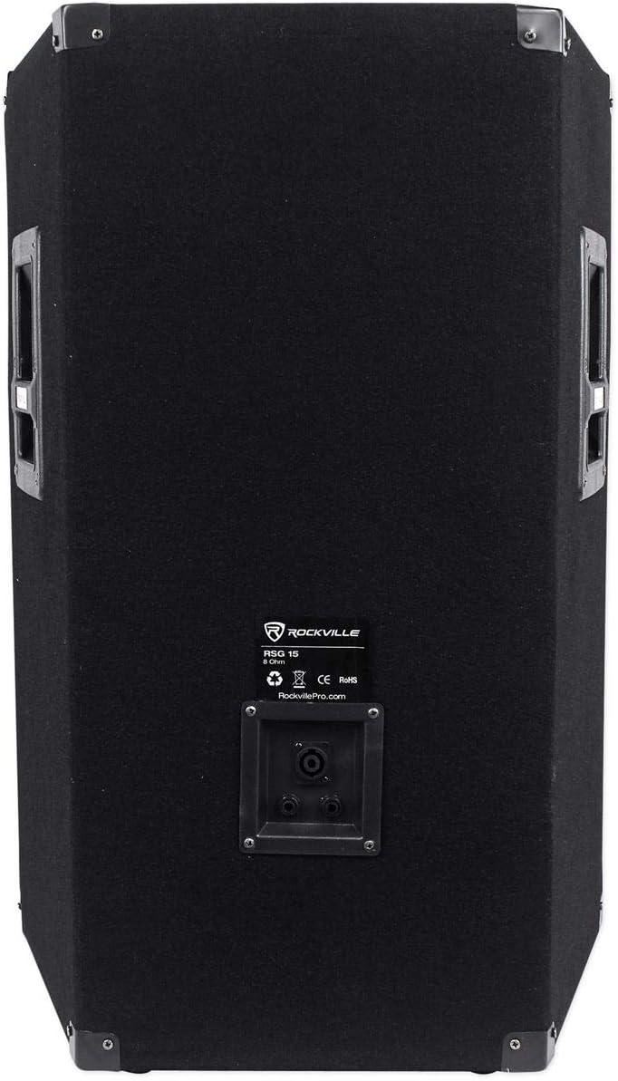 Rockville RSG15 Pair 15-in 1500-Watt Peak / 750-Watt RMS 3-Way Passive DJ/Pro PA Speakers, SpeakON and 1/4-in Inputs, Pole Mountable, 2-Piece