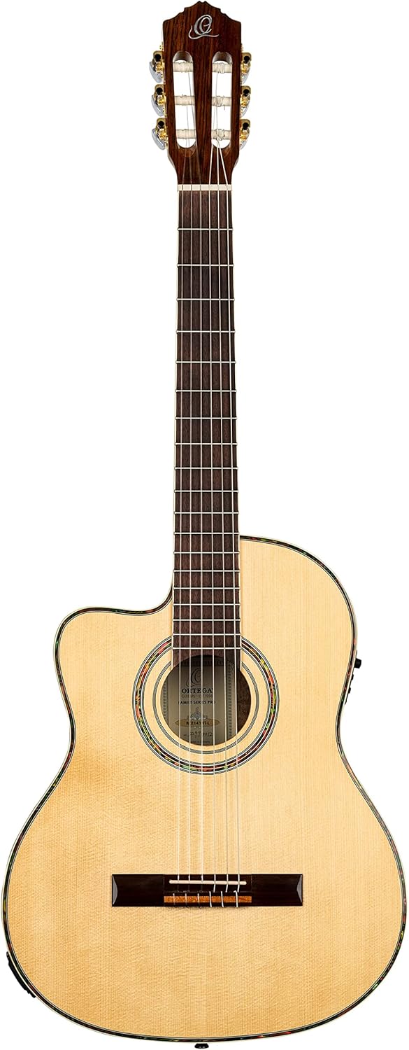 Ortega Guitars 6 String Family Series Pro Left-Handed Solid Top Acoustic-Electric Nylon Classical Guitar w/Bag, Full (RCE141NT-L)