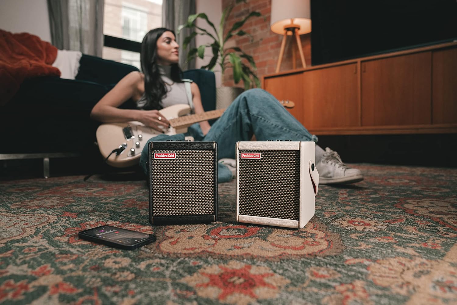 Positive Grid Spark MINI 10W Small Smart Guitar Amp & Bluetooth Speaker | Portable Sound for Guitar Playing at Home or On The Go | Pearl