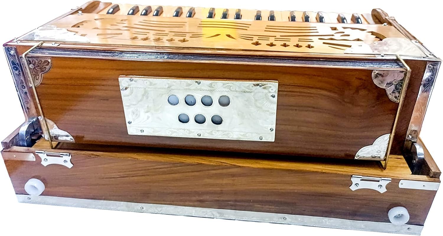 Beautiful Vintage Harmonium, Kolkata Teakwood & Brass 440Hz Bhajan Kirtan Yoga 3¼ Octaves