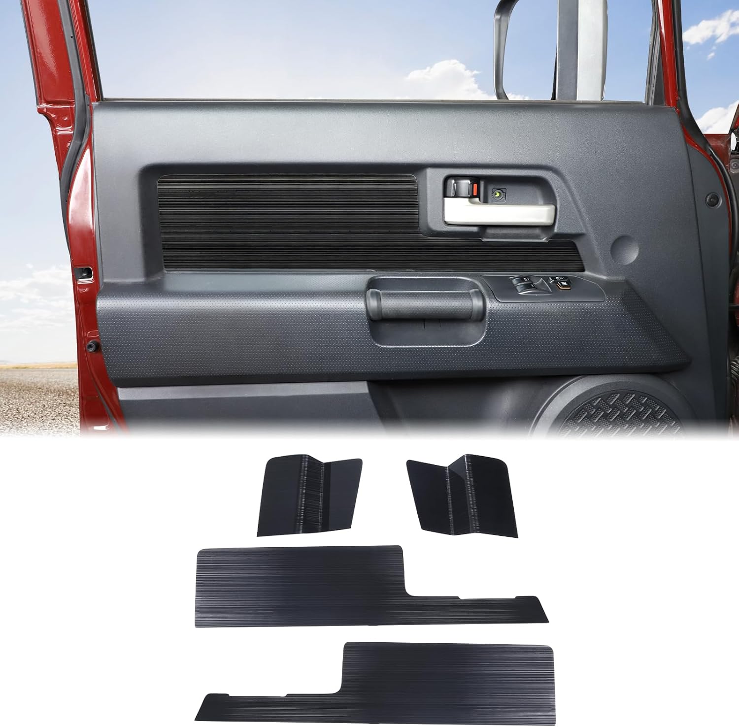 Aunginsy Car Inner Door Panel Trim Cover Compatible with Toyota FJ Cruiser 2007-2021 Car Inner Front Rear Door Look Interior Door Handle Panel Protection Cover Decorative Sticker Interior Accessories