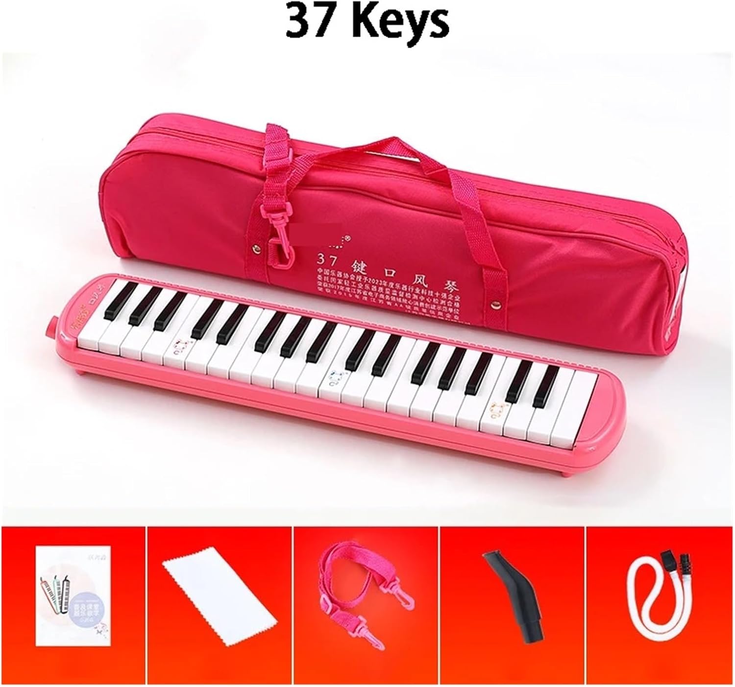Melodica Children Melodica 37 Keys Mouth Organ 32 Key with Mouthpiece Portable Musical Keyboard Professional Piano for Child Melodion(37 Key Pink)
