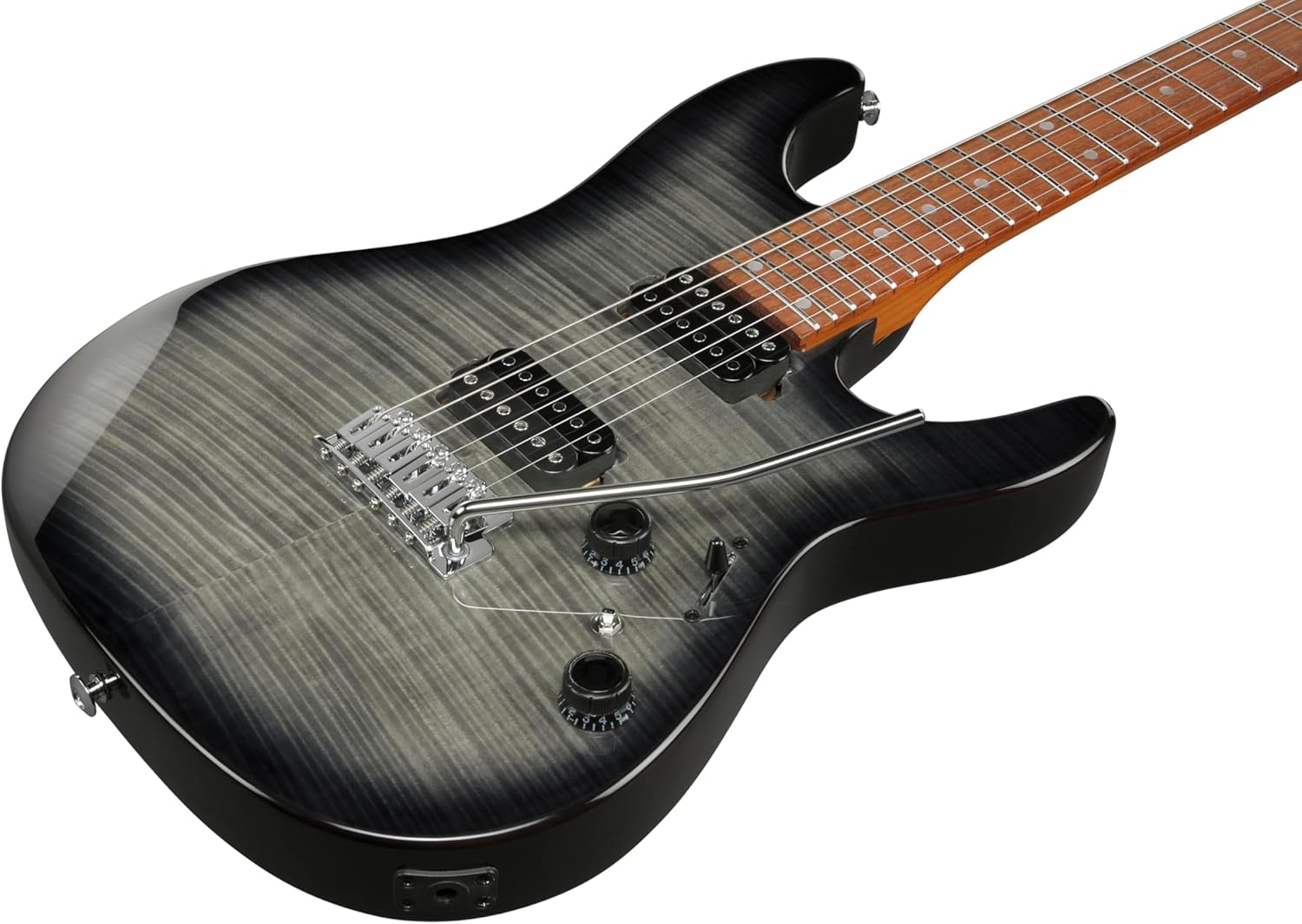 Ibanez AZ24S1F Standard 6-String Right-Handed Electric Guitar with Roasted Maple Neck and Jatoba Fretboard (Transparent Black Sunburst)