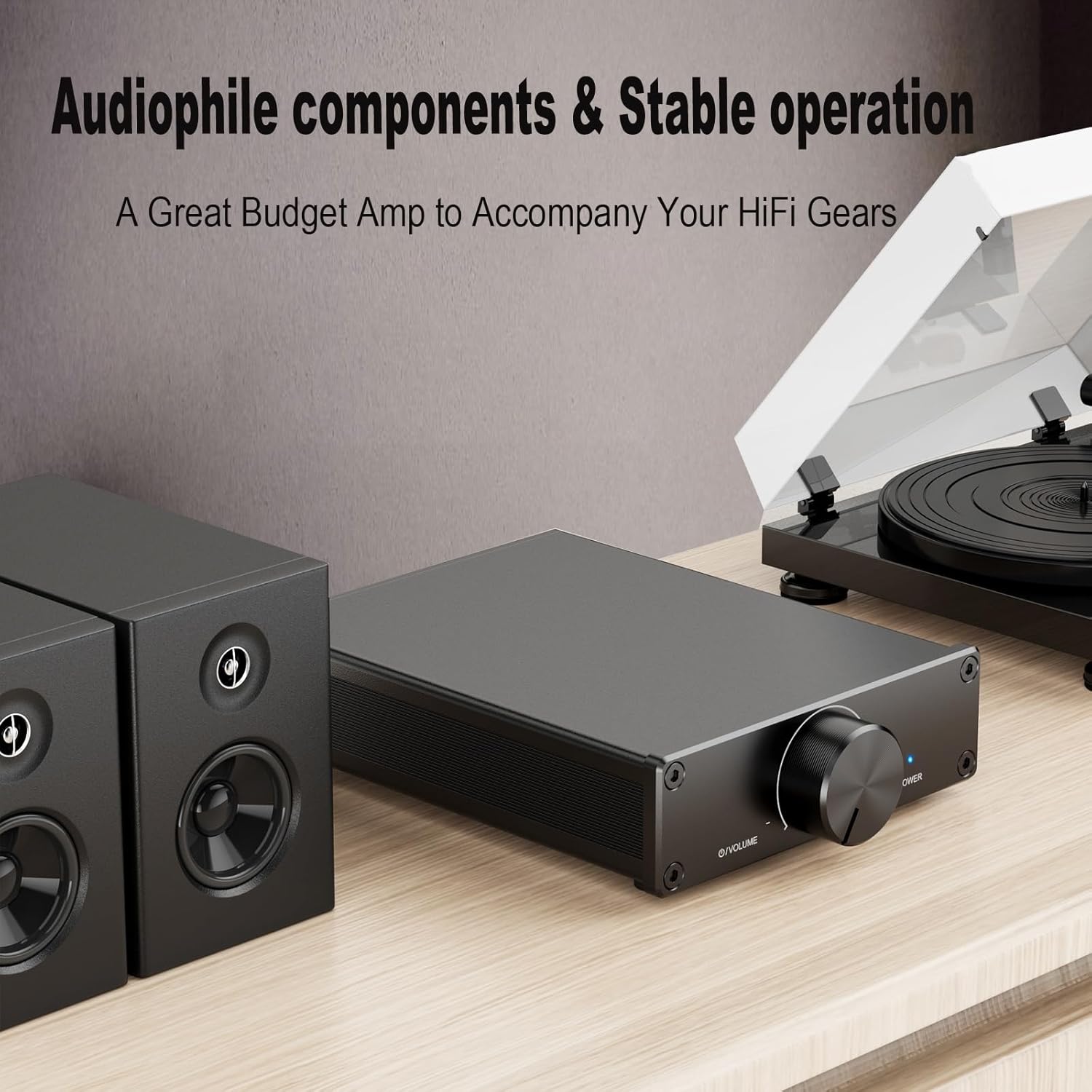 TPA3255 HiFi Class D Power Amplifier, 300W×2 Stereo Amplifier 2 Channel Audio Component with Innovative Heat Dissipation, for Home Theater, Outdoor Setups & Bookshelf Speakers, DC 32V Adapter Included