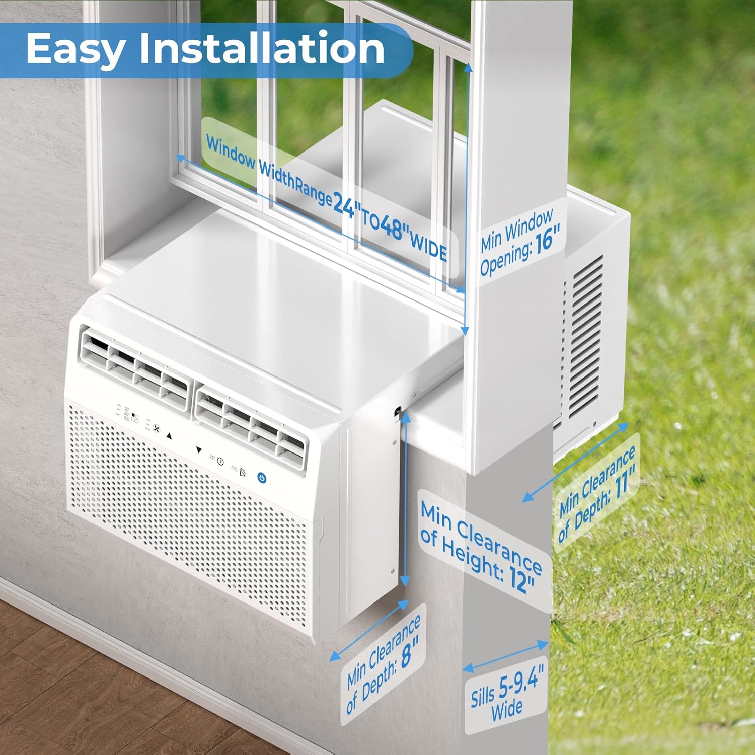 Antarctic Star U-Shaped Air Conditioner Window Unit 12000BTU, Ultra Quiet Window Air Conditioner Cools up to 550 Sq. Ft, Saddle Window AC Units with Full Window View, Energy Saving, Easy to install