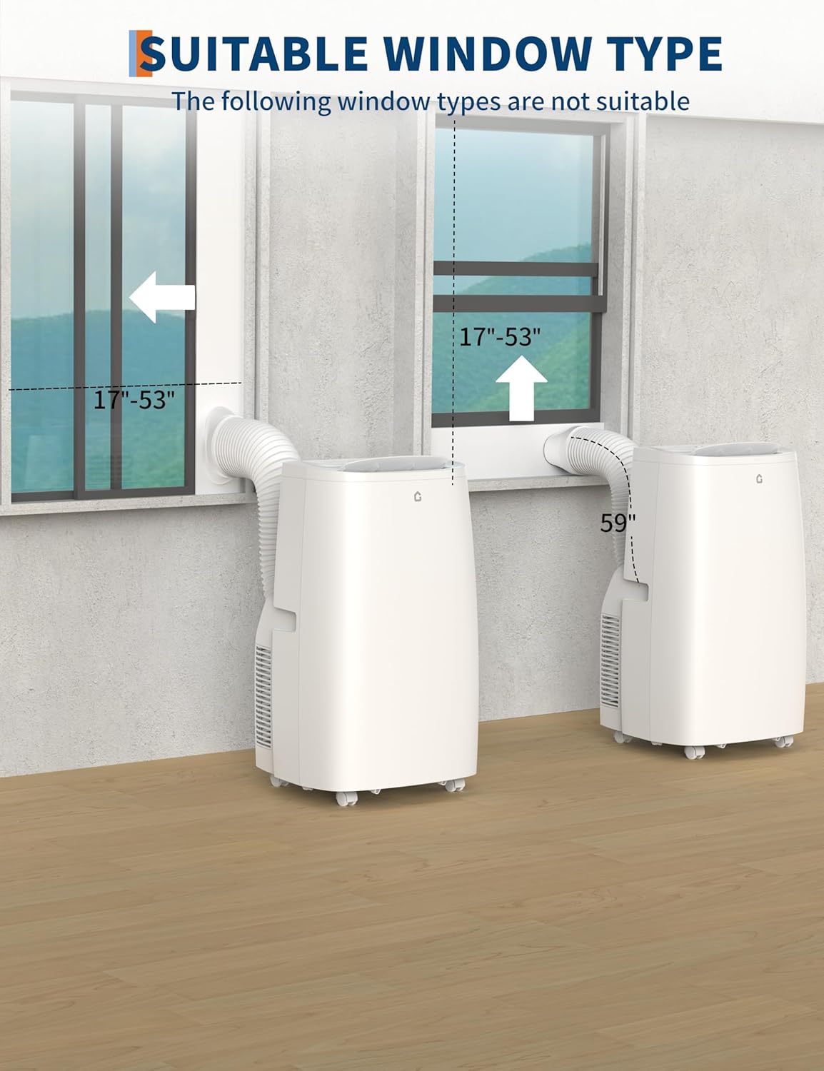 14000 BTU Portable Air Conditioner, Cools Up to 750 Sq. Ft., Portable AC Unit with Cooling, Dehumidifier and Fan Functions, Remote Control, LED Display, and Window Venting Kit Included