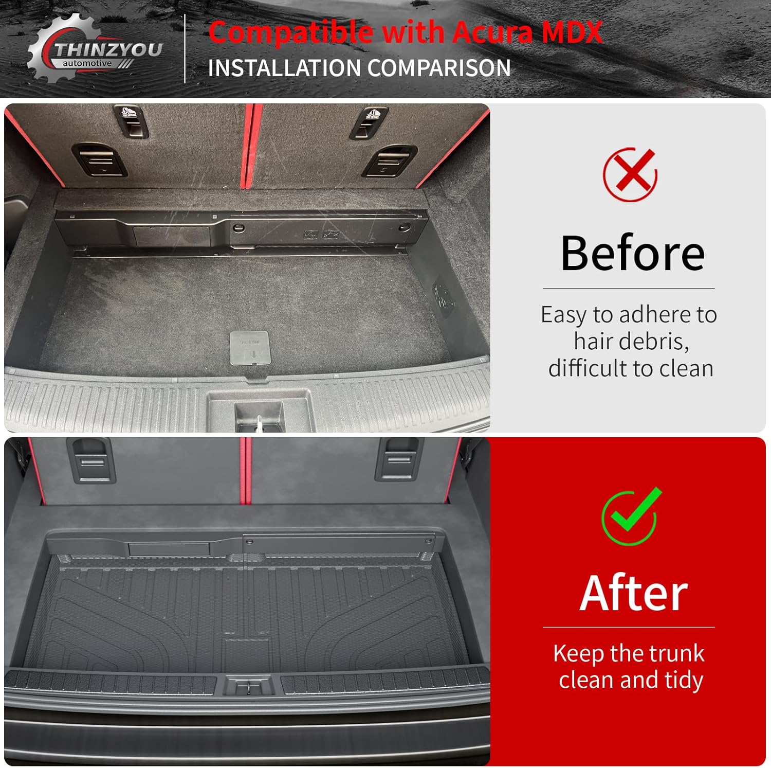 Cargo Mat Compatible with 2022-2025 2026 Acura MDX (NOT for Type S) Cargo Liner Lower Trunk Mat Trunk Liner Back Seat Cover 2024 MDX Accessories (Trunk Mat with Backrest Mat+Sub Trunk Mat)