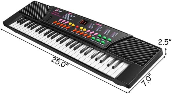 54-Key Electronic Keyboard for Kids, 10 Timbres/10 Tempos, Record/Playback, Microphone & Headphone Jack, 6 Demo Songs, LED Display, Dual Power Supply (Black)