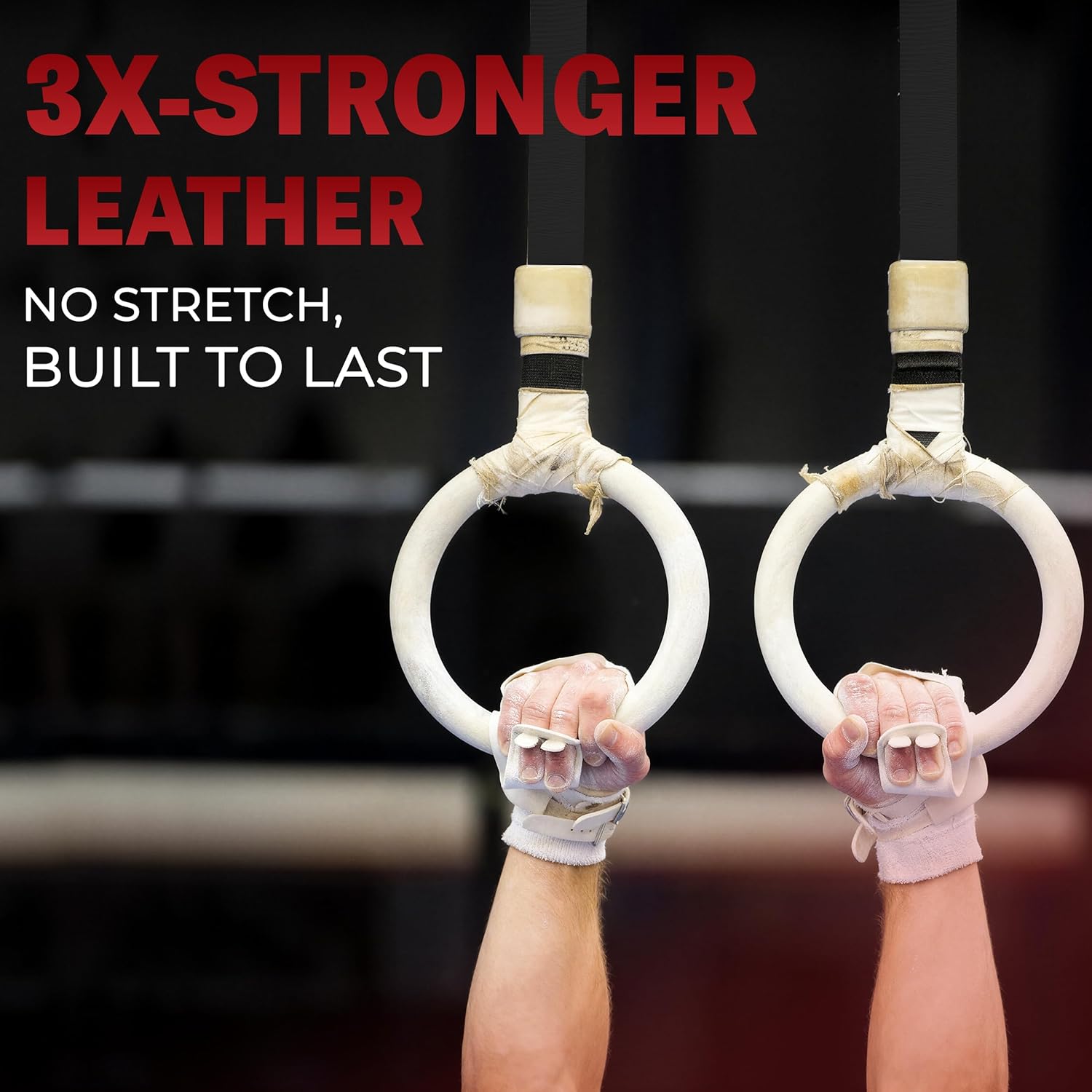 Reisport Protec Ring Gymnastics Grips for Men - Triple Strength Leather Hand Grips for Gymnastics Rings - Gymnastics Equipment & Accessories for Advanced Gymnasts
