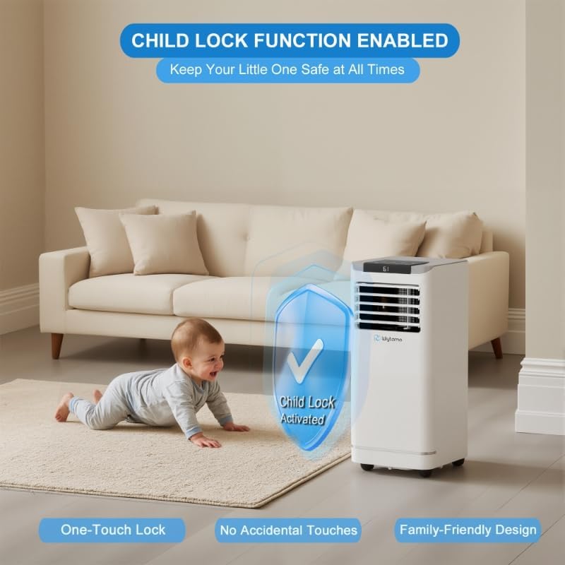 10,000 BTU Portable Air Conditioners for 450 Sq.Ft, 4-in-1 Room Air Conditioner with Cooling, Heating, Dehumidifier, Fan, Remote, Sleep Mode, Child Lock, 24H Timer, Self-Evaporating Portable AC Unit