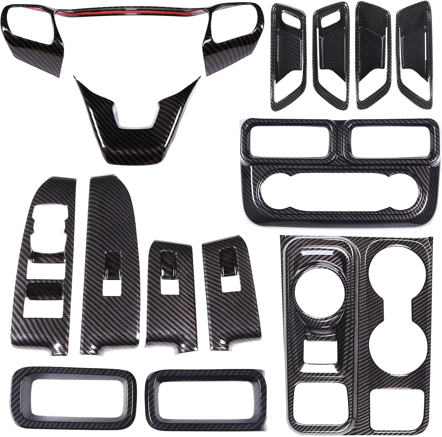 Car 14Pcs Interior Decoration Trim Set Compatible with Ford Maverick 2022-2024 Center Console Gear Shift/Side Outlet Vent/Door Handle/Window Lift/Steering Button Panel Protector Cover ABS Accessories