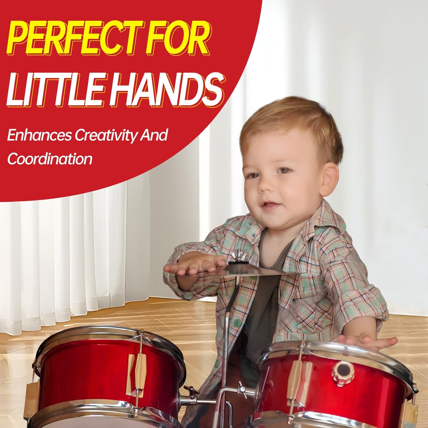 MOSEN Drum Set 3-Piece Beginner Drum Set Junior Drum Kit with Adjustable Throne, Cymbal, Pedal & Drumsticks Drums with Bass Tom Snare Drum - Blue