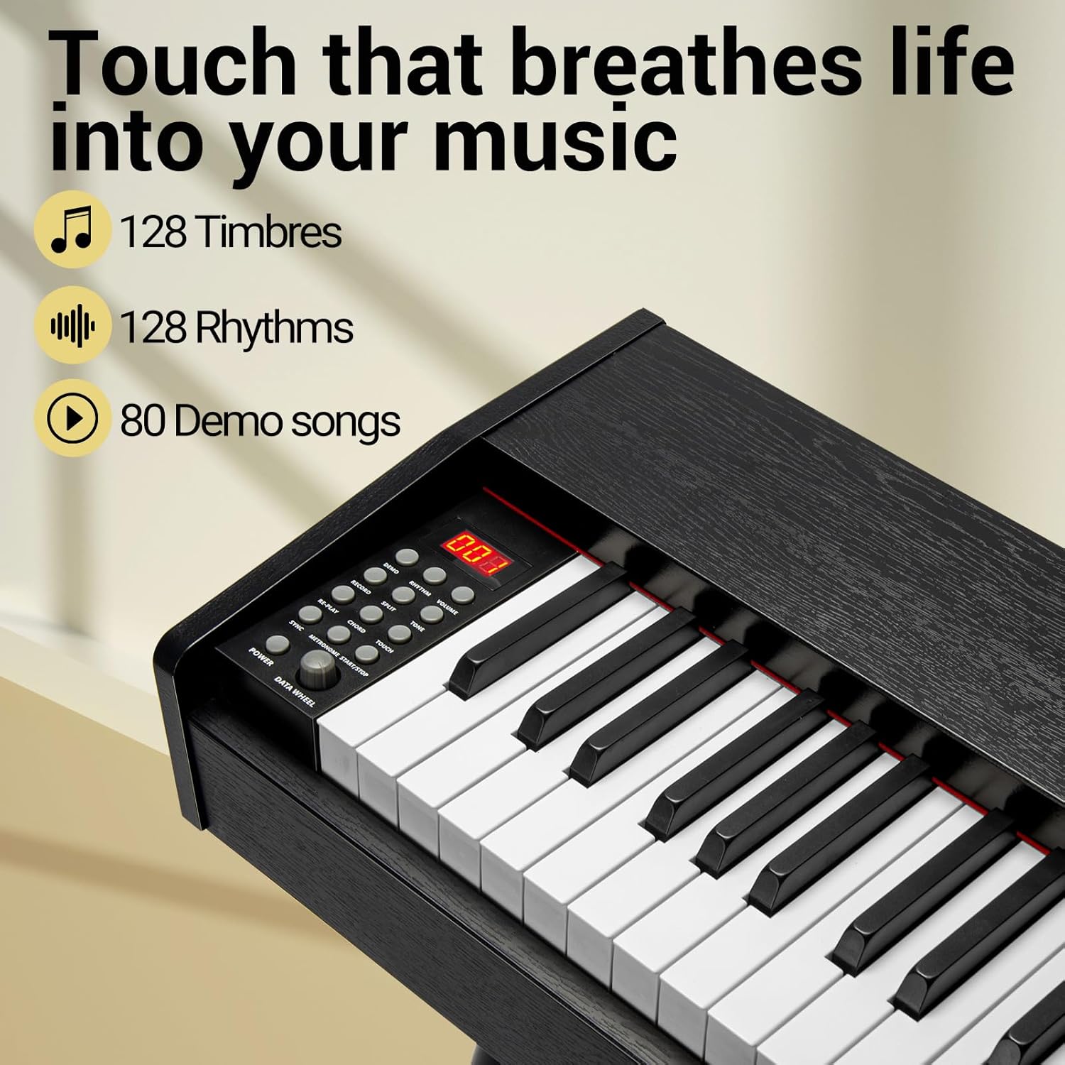 MOSEN 88 Keys Weighted Digital Piano with Furniture Stand & 3-Pedal Unit, Hammer Action Keyboard, Full-size Electric Piano Keyboard Supports USB-MIDI/Wireless Connect, MDP-110