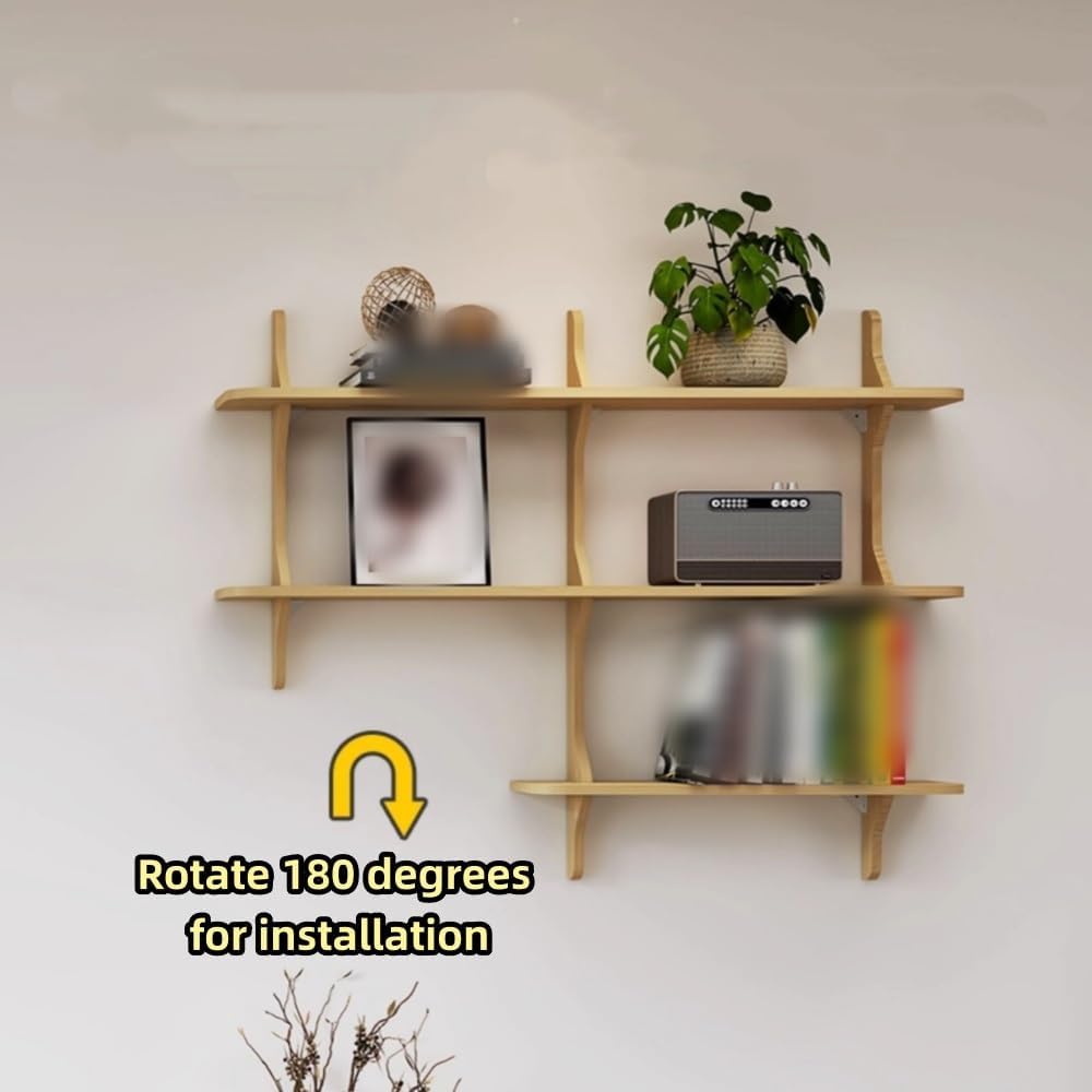 Creative L-Shaped Storage Rack, Wood Wall-Mounted Bookshelf, Floating Wall Display Shelf for Living Room, Bedroom and Cafe(Multi-Colored,100cm/39.4in)