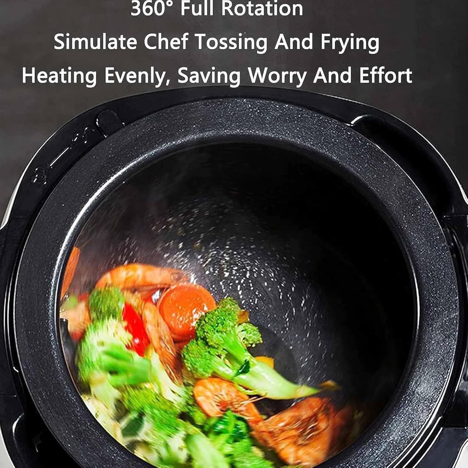 Automatic Cooking Machine, Lazy Stir-Fry Pan Cooking Stir-Fry Robot, 360° Automatic Rotation Drum Design, 3 Gears Firepower Adjustment Suitable for Christmas & New Year Parties,