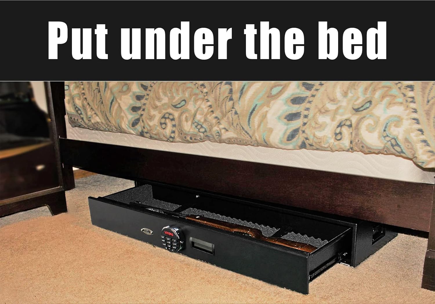 Heavy-duty Under Bed Safe, Rapid Gun Storage Safe Drawer safe for AR Rifle Ammo Pistol Accessories for Home and Vehicle