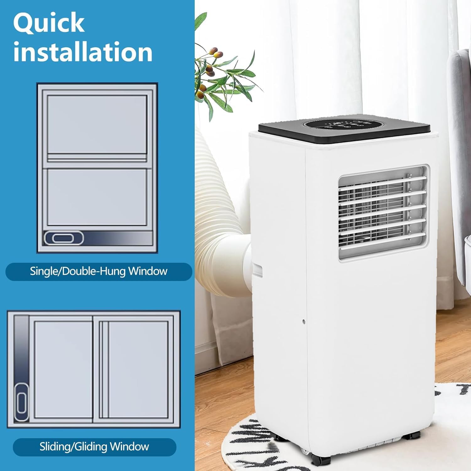 Portable Air Conditioner With Cooling, Dehumidifier and Fan, 3-In-1 Portable Air Conditioner With Remote Control, Cools Up to 350 Sq. Ft. 24-Hour Timer/Sleep Mode, Bedroom/Office