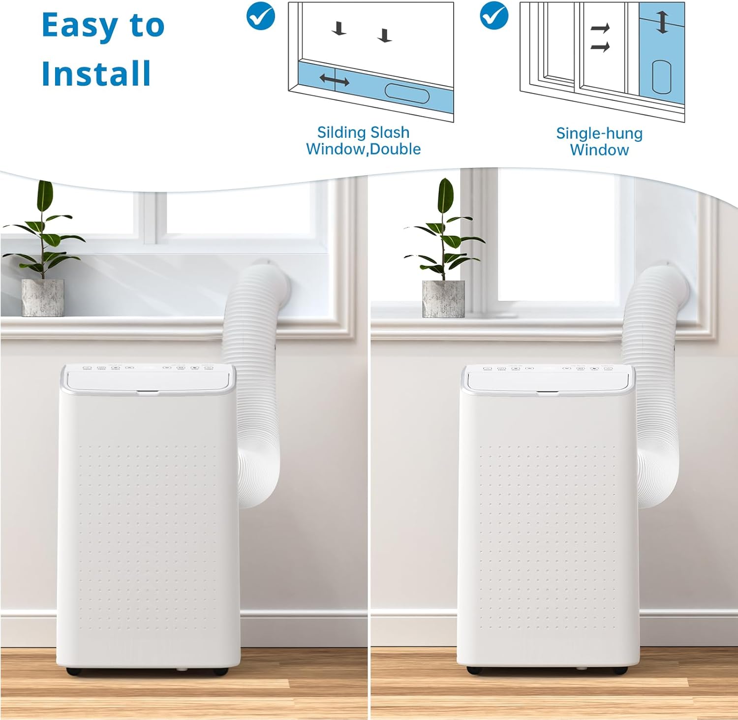 Portable Air Conditioners 14000 BTU 3-IN-1 Freestanding AC Unit, Cools Up to 750 Sq.Ft, Fan/Dehumidifier/Cooling Modes, with Remote Control, Smart and Sleep Mode, 24H Timer, Auto Swing, Window Ki